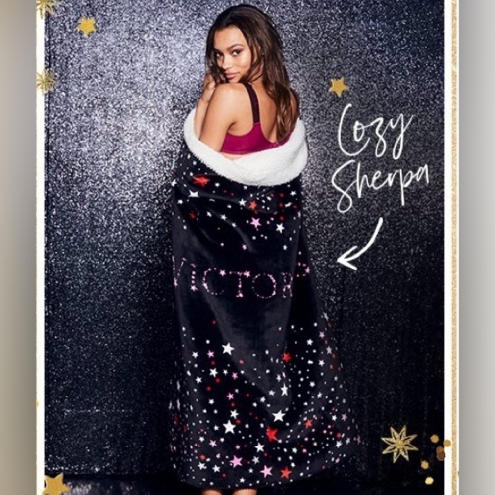Victoria Secret Sherpa Stars Blanket 50X60 NWT